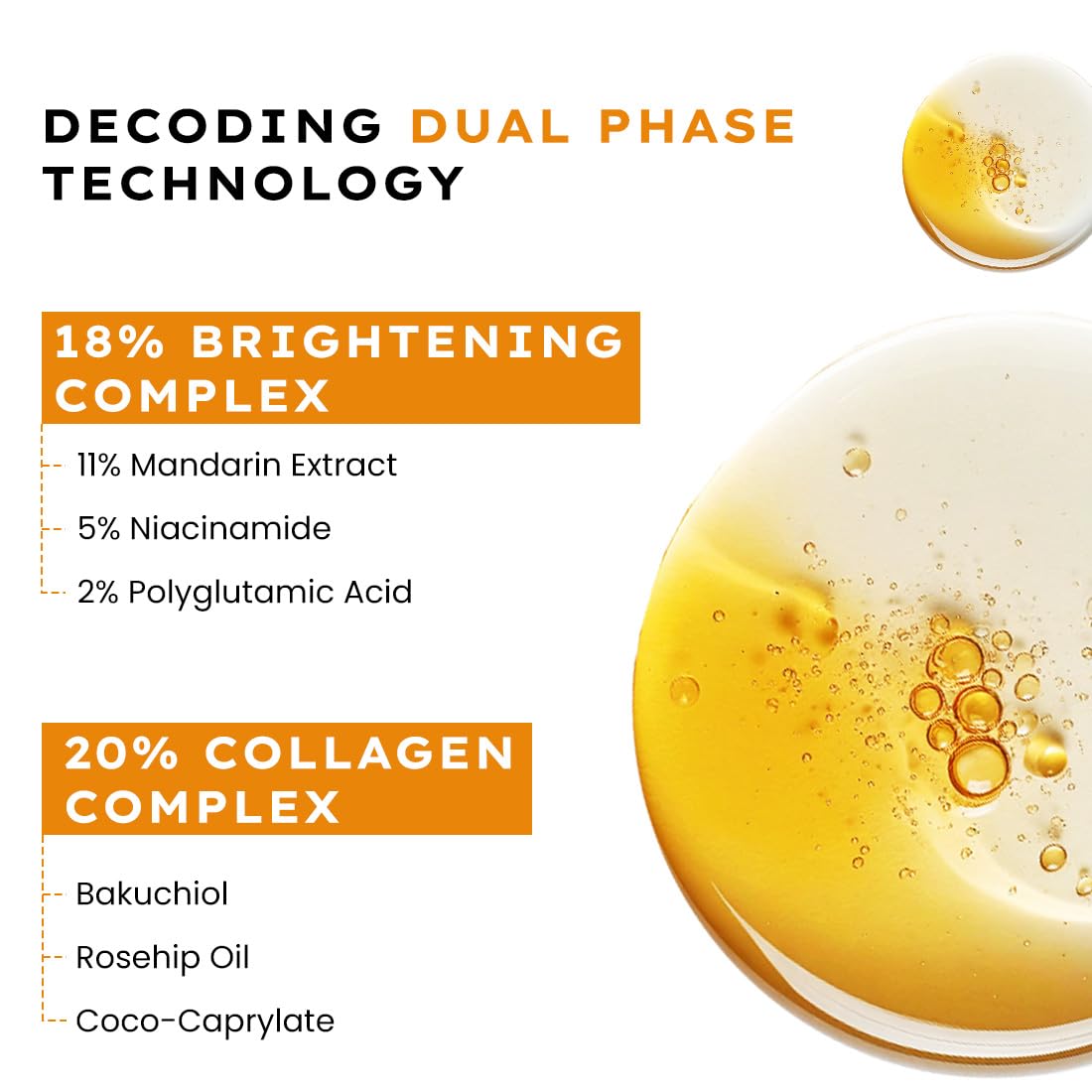 Hyphen 18% Brightening + 20% Collagen Face Serum | Double Shot Serum with 11% Mandarin 5% Niacinamide 2% PGA & Bakuchiol | Summer Skincare | Brightening, Hydrating & Collagen Boost for Dry Skin - 50ml - Image 5